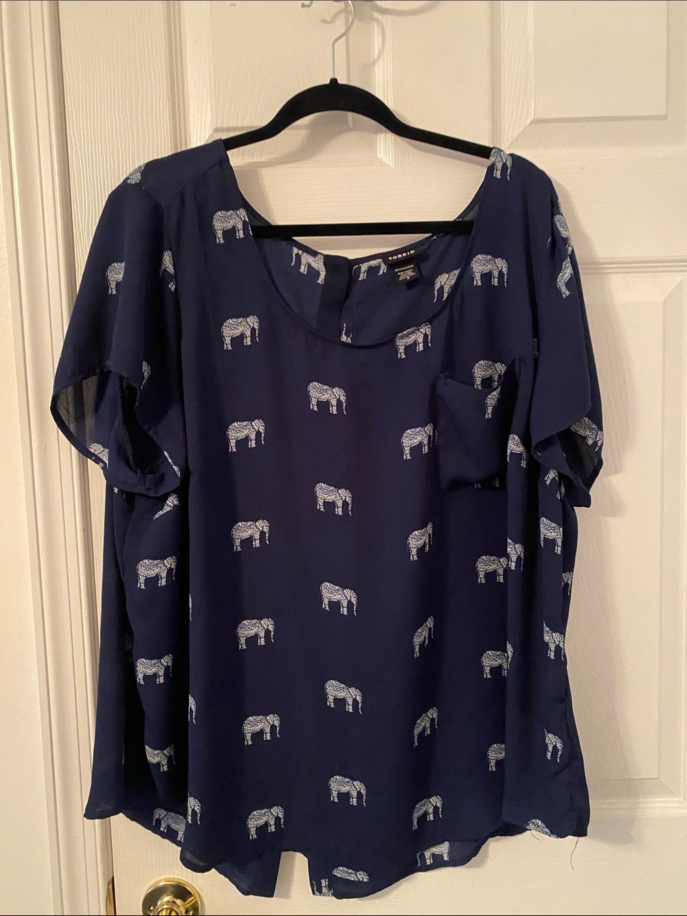 torrid Navy Blue Elephant Print Short Sleeve Blouse